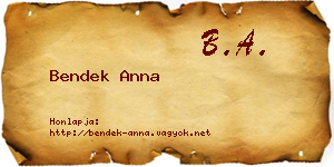 Bendek Anna névjegykártya